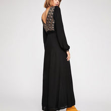 Lade das Bild in den Galerie-Viewer, Jastie Boho Chic Maxi Dress Floral Embroidery Dresses V-neck Long Sleeve Women Dress Adjust Waist tie Casual Beach Dresses 2020
