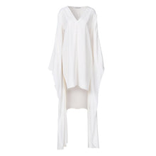 Lade das Bild in den Galerie-Viewer, TWOTWINSTYLE Elegant Loose Summer Dress Women V Neck Flare Long Sleeve Side Split High Waist Asymmteircal Dresses For Female New

