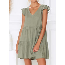 Lade das Bild in den Galerie-Viewer, Sleeper #J5 2019 New Womens Solid Color Sexy V-neck Short-sleeved Temperament Slim Fit Dress платье женское Free Shipping
