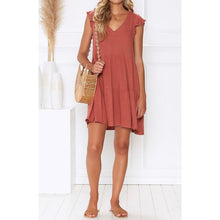 Lade das Bild in den Galerie-Viewer, Sleeper #J5 2019 New Womens Solid Color Sexy V-neck Short-sleeved Temperament Slim Fit Dress платье женское Free Shipping
