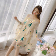 Lade das Bild in den Galerie-Viewer, Women Elegant Embroidery Sexy Mesh Batwing Sleeve Slash Neck Dress Mid Long Dresses 2020 Summer New Woman Clothes D988
