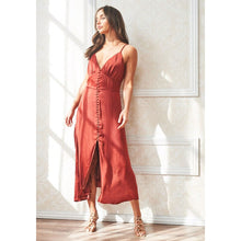 Lade das Bild in den Galerie-Viewer, 2020 Summer Backless Split Long Red Dresses for Woman Solid V Neck Maxi Spaghetti Strap Dress Beach Wear Boho Women Clothes
